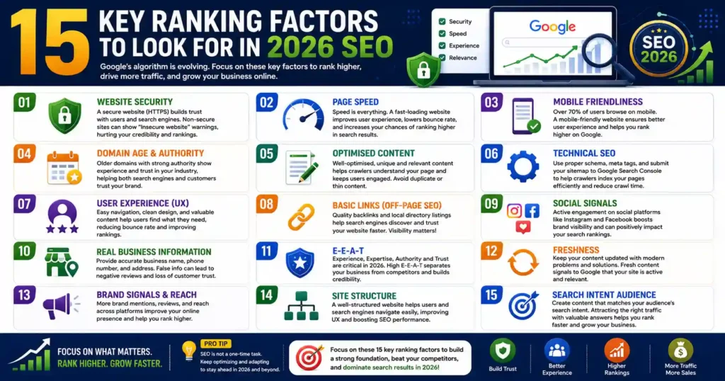hat are the key ranking factors to look for in 2026 SEO?